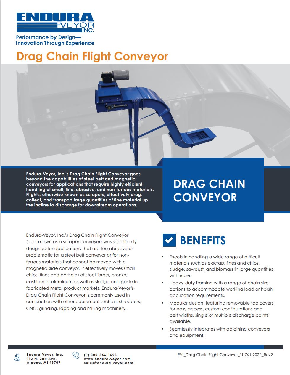 Drag Chain Flight Conveyor Data Sheet