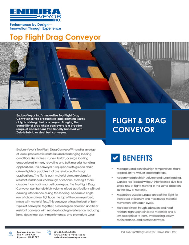 Top Flight Drag Conveyor Data Sheet